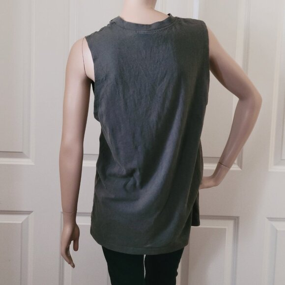 Forever 21 Star Studded Cutout Sleeveless T-Shirt Tank Top SZ S Khaki Green - Picture 3 of 8